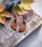 Burnt Orange Autumnal Asymmetrical Oval Drop Earrings - Image 4
