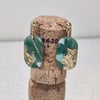 Green marble pill dangle earrings