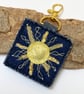 Up-cycled golden denim Sun key ring or bag charm. - Image 2