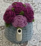 Crochet Tea Cosy/Grey with Roses (Made to order) - Image 2
