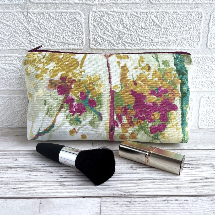 Make up Bag, Cosmetic Bag with Abstract Blossom