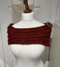 Cherry Red super chunky acrylic shoulder hugger scarf 80cms Celtic button