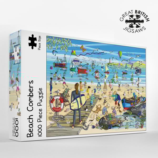 Beach Combers 1,000 piece jigsaw puzzle designed and made in the UK