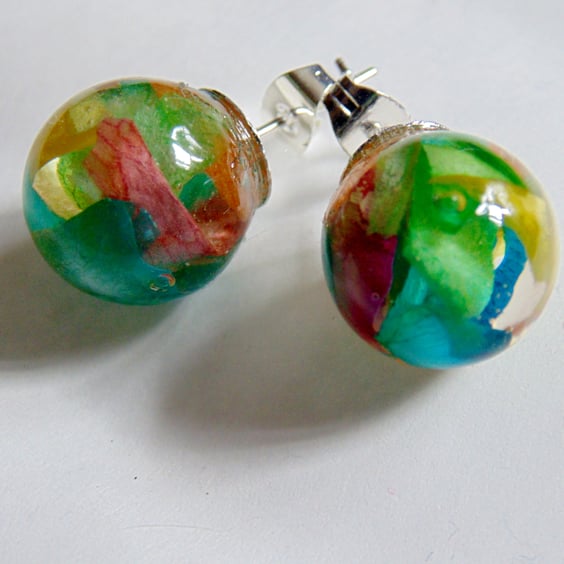 Rose Petal Earrings, Real Flower Earrings, Flower Studs