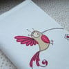 embroidered hummingbird notebook cover - A6 size