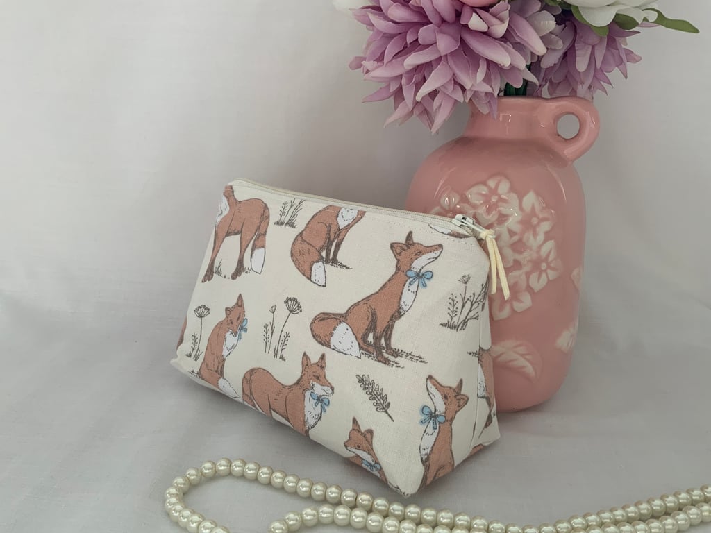 Perfectly Imperfect, Cosmetic Bag, Zipped Pouch, Purse, Make up Bag, Fox