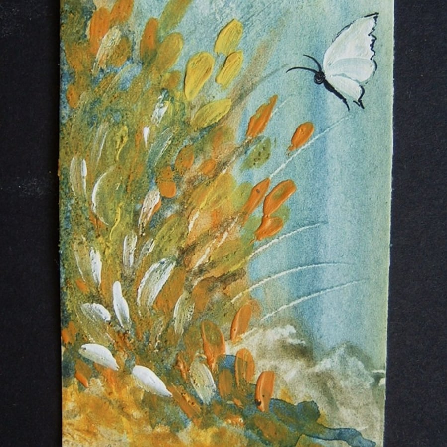 butterfly fantasy garden art painting aceo ref 182