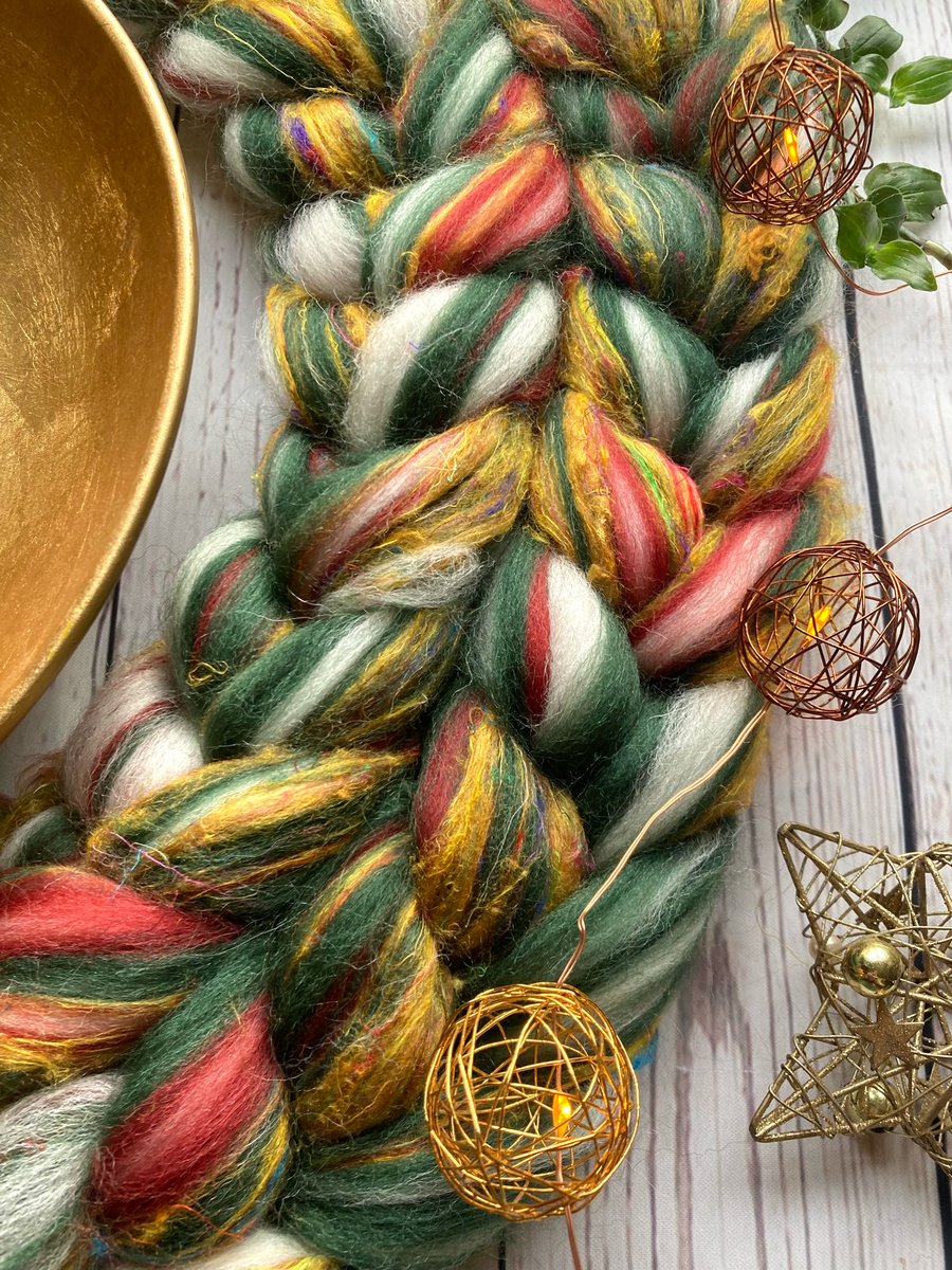 Spinning fibre 100g Faery Lights Shetland and sari silk blend