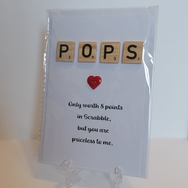 Pops only worth 8 in Scrabble greetings card