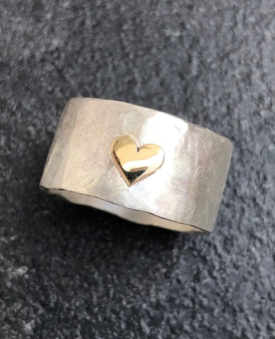 Chunky Gold Heart Ring, chunk Ace of Hearts Rin... - Folksy