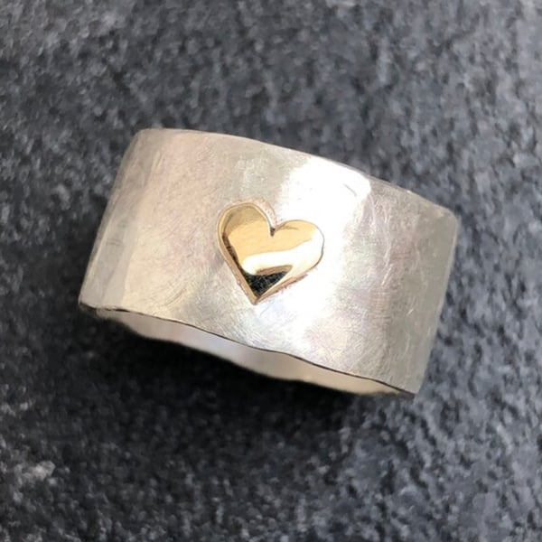 Chunky Gold Heart Ring, chunk Ace of Hearts Ring, gold heart ring, heart ring, 