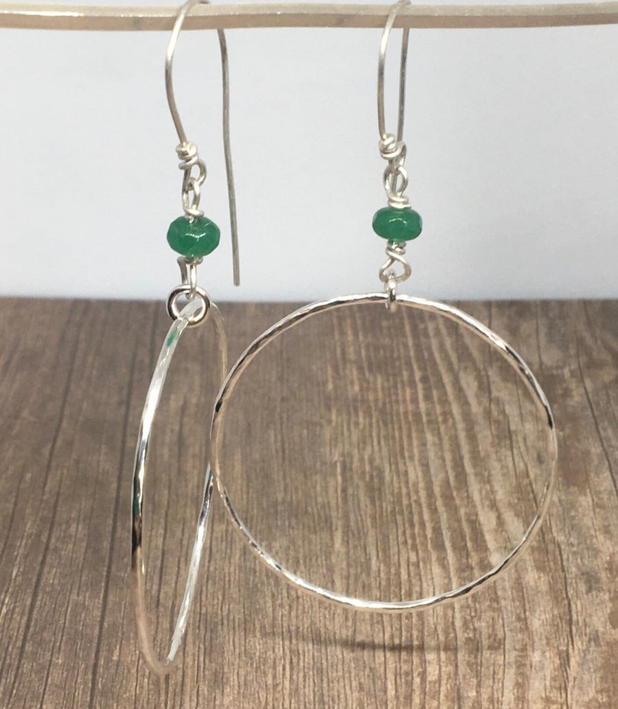 Hanging Circle Hoop Earrings - Sterling Silver Hoops - Sterling Silver Hoop Earr