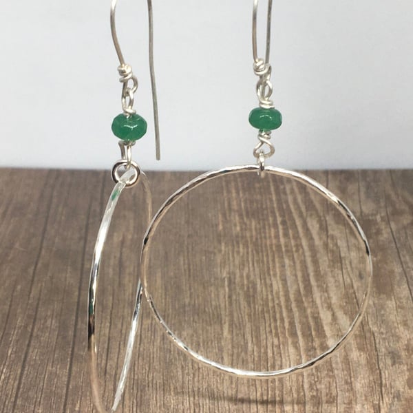 Hanging Circle Hoop Earrings - Sterling Silver Hoops - Sterling Silver Hoop Earr