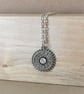 Upcycled Vintage Sunflower Design Rhinestone Pendant Necklace