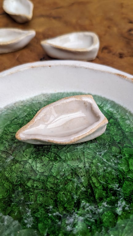 Perfectly Imperfect - Ceramic soap dish, trinket dish, with ceramic rowing boat