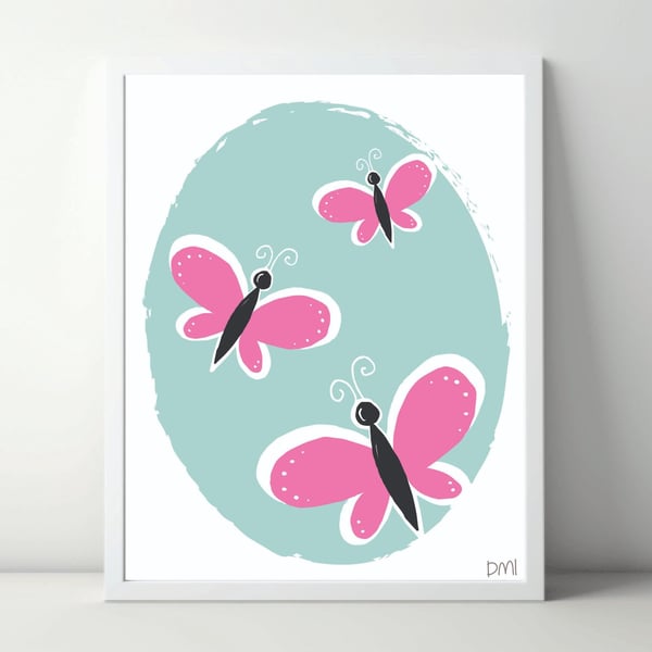 Butterfly Trio A4 Art Print