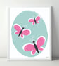 Butterfly Trio A4 Art Print