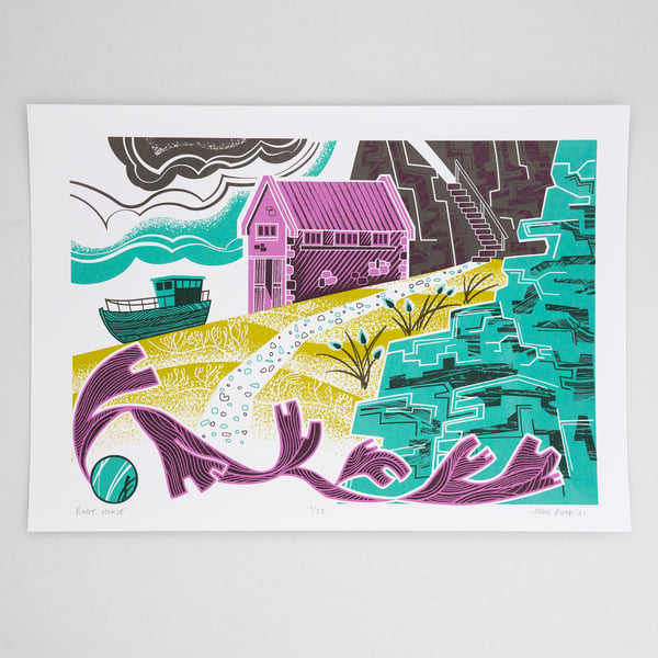 "Boat House" limited edition hand pulled screen print
