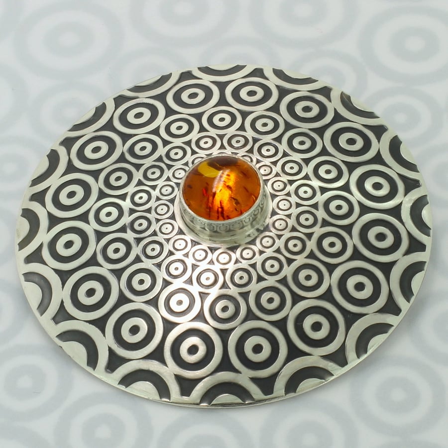 Baltic Amber Brooch, Handmade Sterling Silver Brooch, Designer Brooch, No. 11