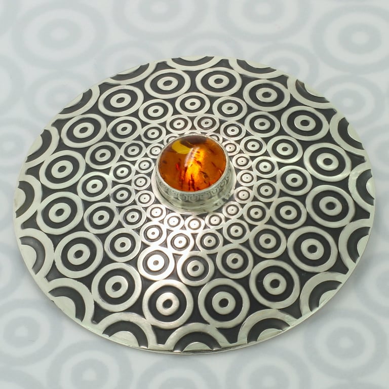 Baltic Amber Brooch, Handmade Sterling Silver Brooch, Designer Brooch, No. 11