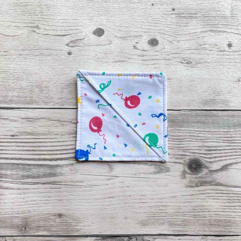 Balloons on white polycotton fabric corner bookmark. Book lovers gift.