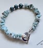 Designer Larimar & Faceted Shell Pearl Silver Plated Bracelet - Image 5