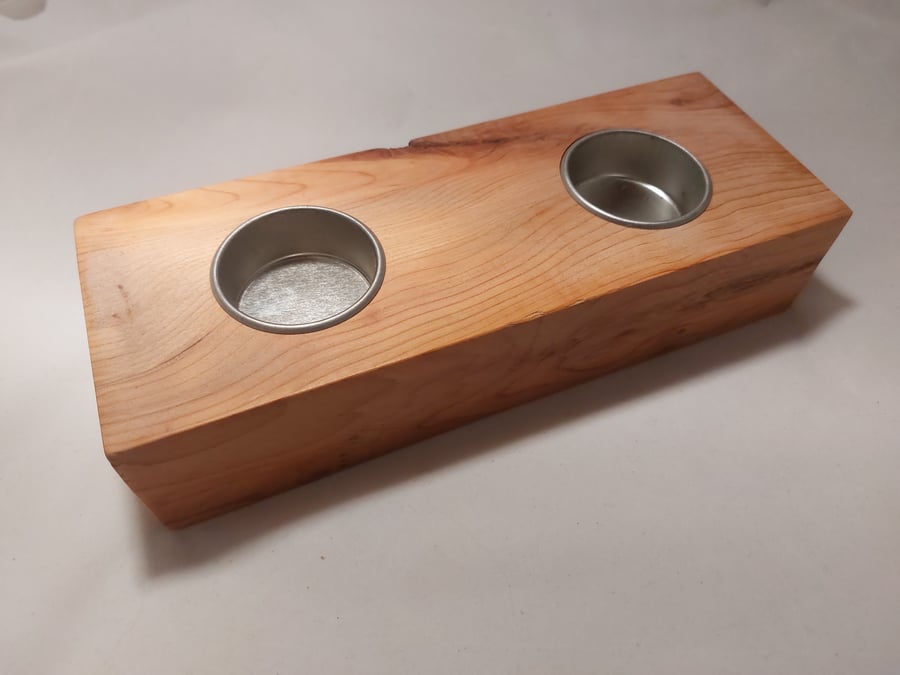 Handcrafted oak candle holder 