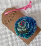 Needle felted hand embroidered circular brooch  - Image 2