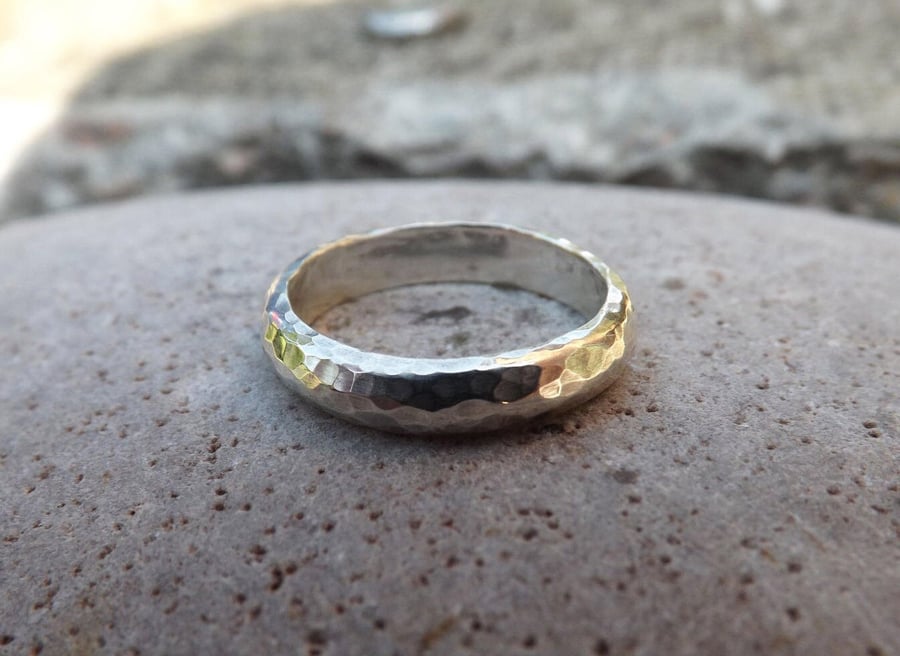 Handmade Men's Silver Meteorite Ring