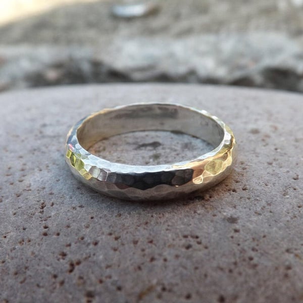 Handmade Men's Silver Meteorite Ring