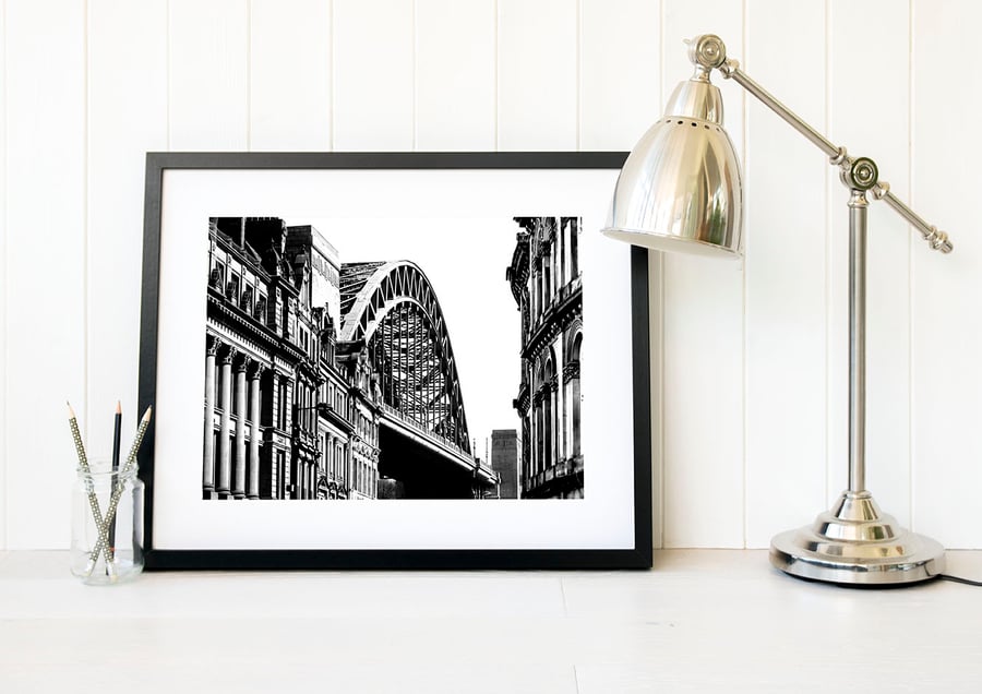 Tyne Bridge Photograph, Monochrome wall art, Newcastle upon Tyne