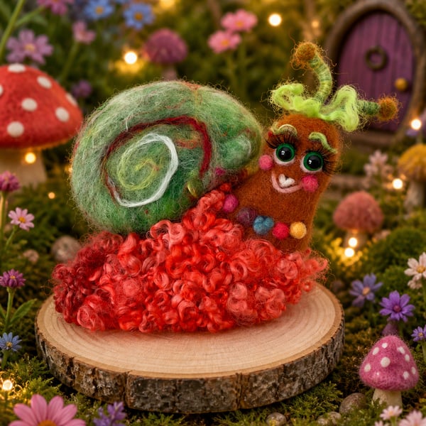 Needle Felted 'Lady' Snail, Wool Snail, Felt Snail, Felted Slug