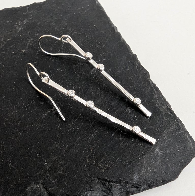 Sterling Silver Drop Earrings, Handmade Urban Design