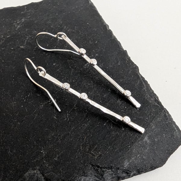 Sterling SILVER Drop Earrings, Handmade Urban Design