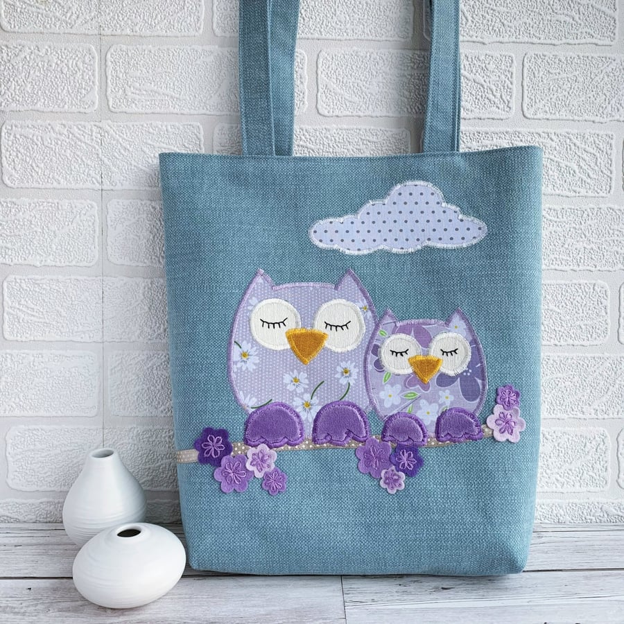 Spring Owls and Blossom Tote Bag