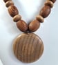 Wooden Bead & Round Pendant Necklace - Image 2