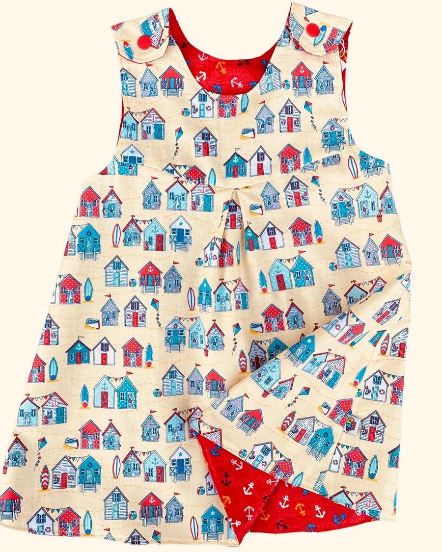 Beach Huts and Mini Anchor Reversible Dress - 3 years