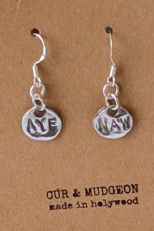 Fine Silver AYE NAW Earrings