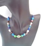 Blue Green and White Millefiori Bead Necklace, Millefiori Necklace, Gift for Her - Image 5