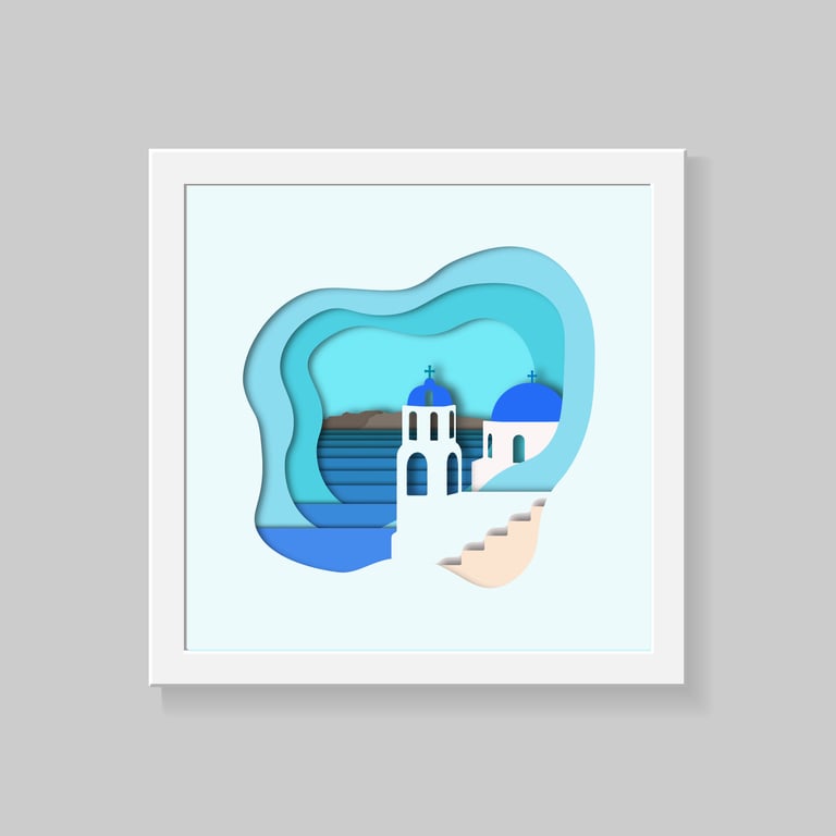 Santorini Wall Art Print, Travel wall art collection