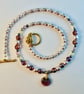 Czech Glass Pearl Necklace With Crystals & Glass Disc Pendant- Handmade In Devon - Image 2