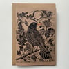 Linocut print - Blackbird - Greeting Card - Bird - Birthday Card - Nature Card -