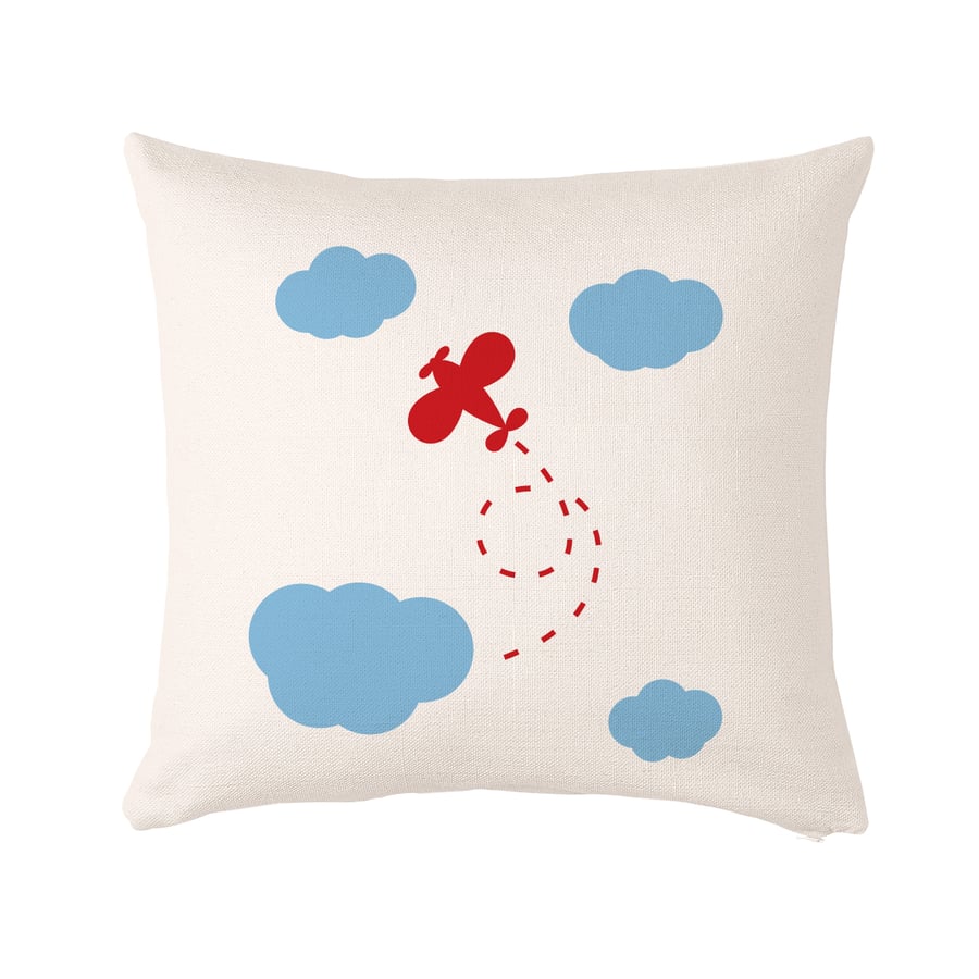 Plane and clouds Cushion, cushion cover 50x50 cm (20x20")