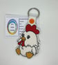 Embroidered Chicken Keyring  - Image 1