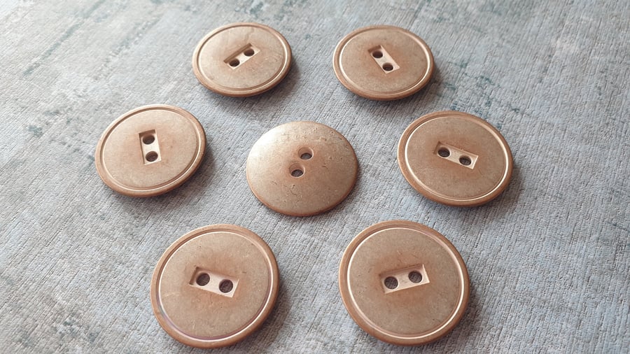 1 & 1 8" 28mm 44L colour 237 Dusty Gold designer Buttons, x 2 