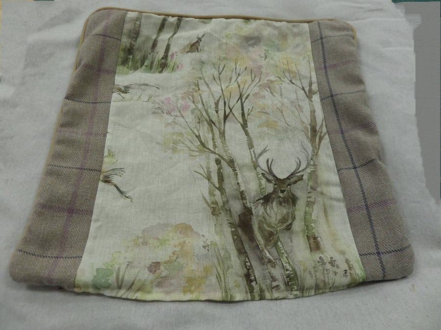 Morris Tartan Framed voyage Enchanted Forest Cushion 43cm with an 18" inner