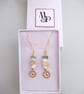 Flower drop earrings Gold Plated Daisy Green jade, White jasper, Yellow  - Image 7