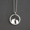 Silver hedgehog circle necklace