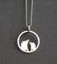 Silver hedgehog circle necklace
