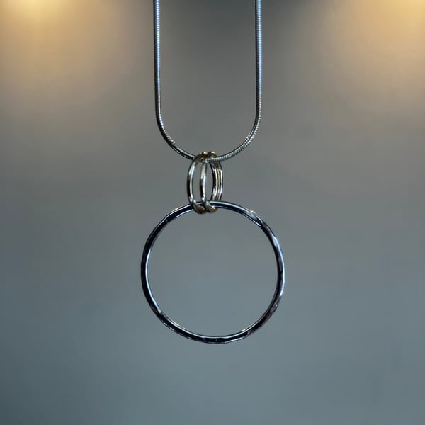 Lovely silver halo ring with two 9ct gold mini hoops necklace 